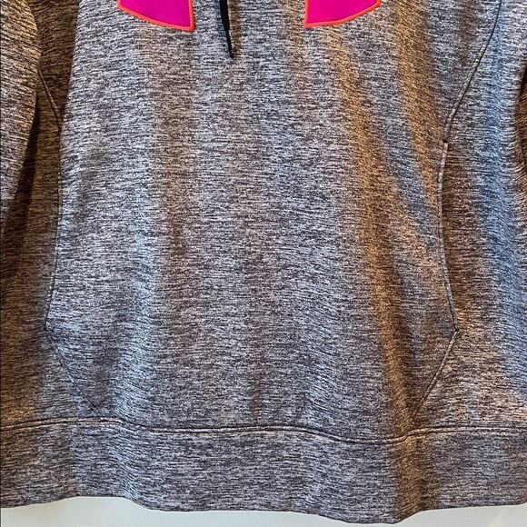 Under Armour Heather Gray Hoodie with Magenta Logo - Picture 5 of 6